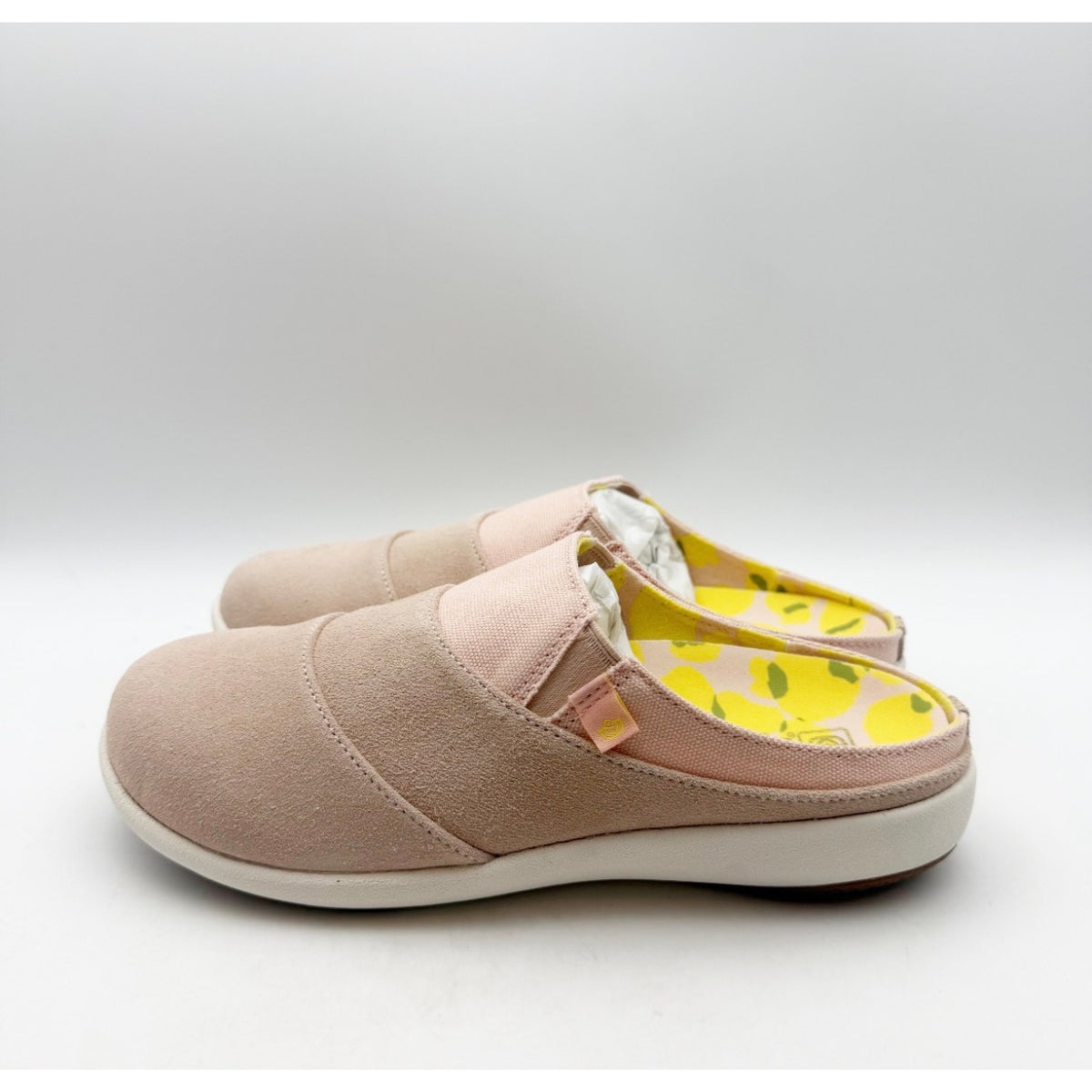 SPENCO Womens Siesta Bokeh Layered Clogs 5.5 WIDE Blush Pink Suede Lemons NIB