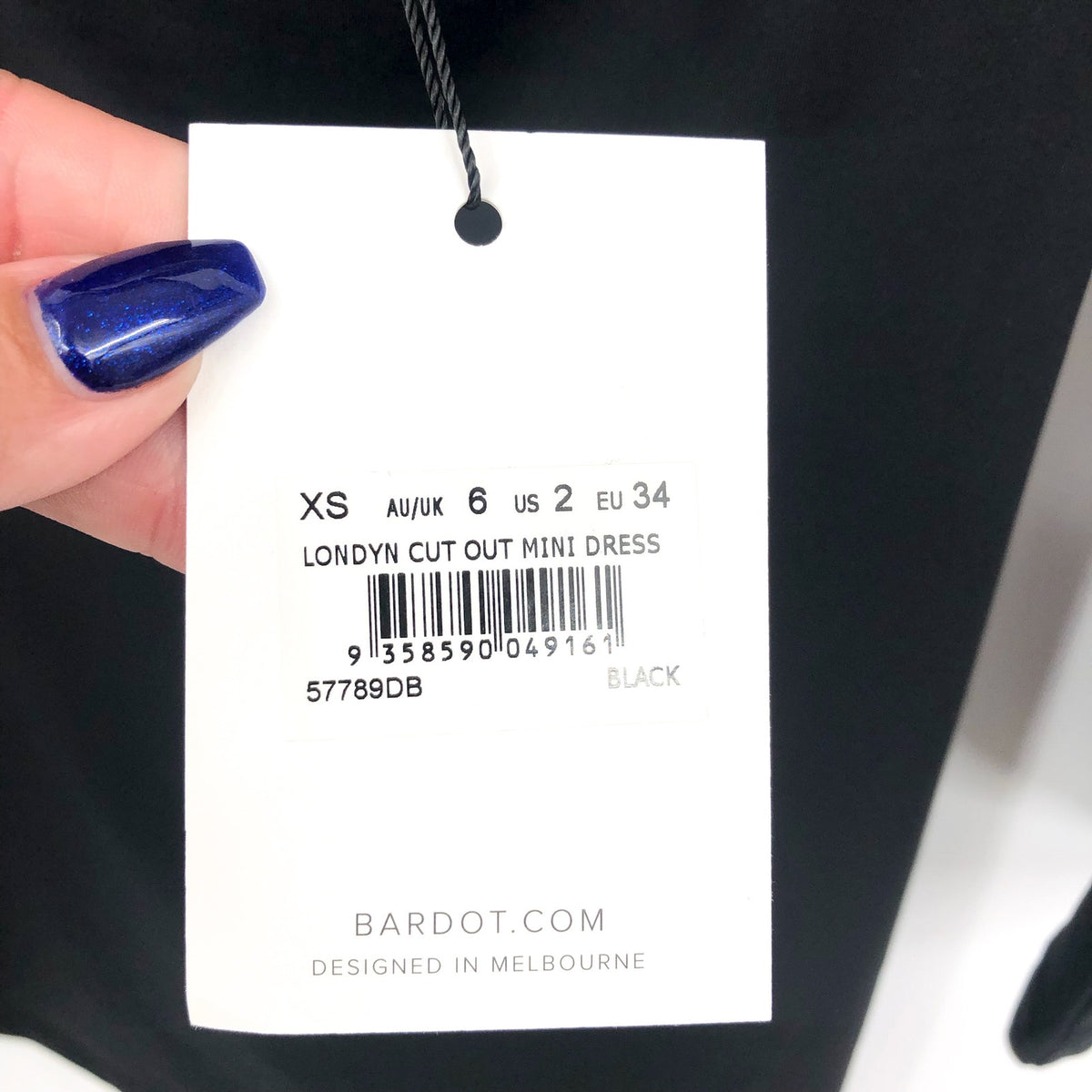 BARDOT Women's Londyn Cut Out Mini Dress XS Black Bodycon Stretch NWT