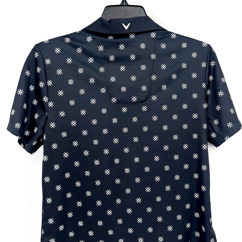 CALLAWAY Womens Opti-Dri Golf Polo Shirt Medium Black Caviar Geometric Print NWT