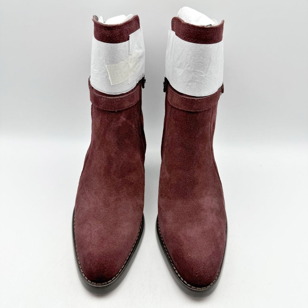 Sam Edelman Womens Simona Ankle Booties US 8.5 M Red Burgundy Suede Heeled NWOB