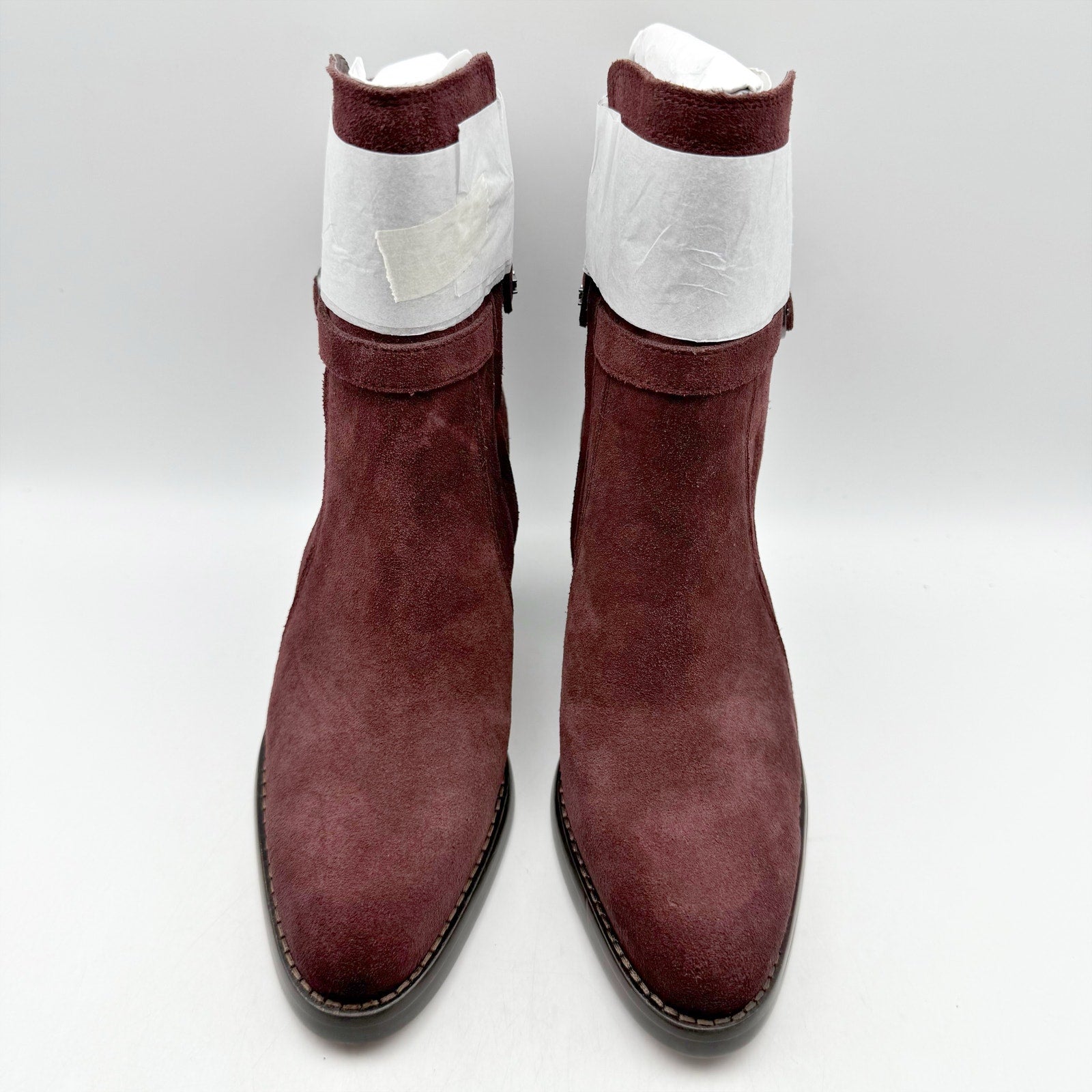 Sam Edelman Womens Simona Ankle Booties US 8.5 M Red Burgundy Suede Heeled NWOB