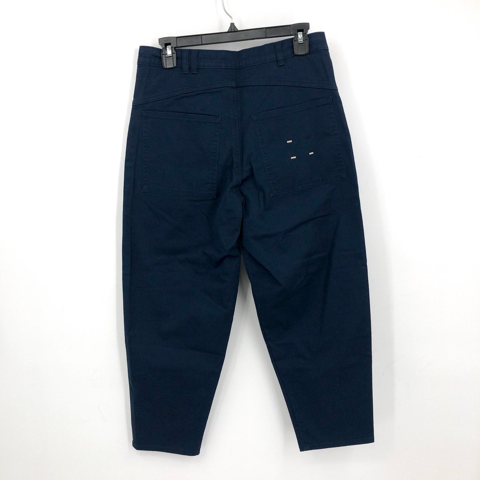 LABEL Women Go-to Pants Large Navy Blue Relaxed Fit High Rise Crop Pockets NWT