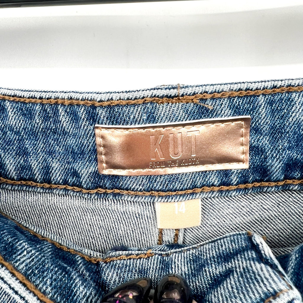KUT FROM THE KLOTH Taylor Jean Shorts Size 14 Freedom Blue Raw Hem NWT