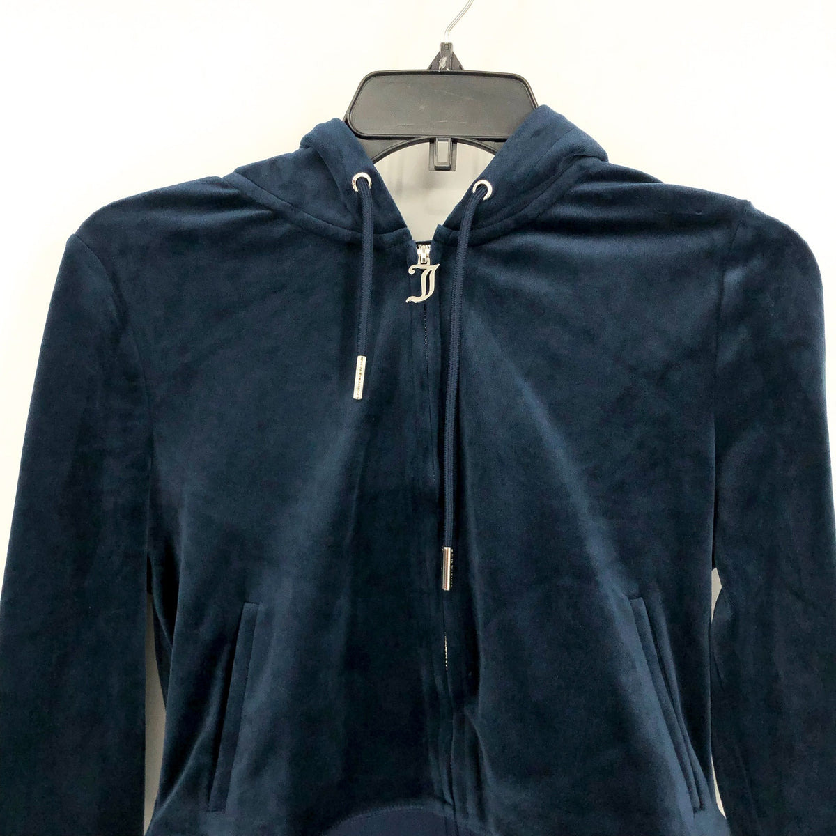 JUICY COUTURE Women's OG Big Bling Velour Hoodie Medium Regal Blue Zip NWT