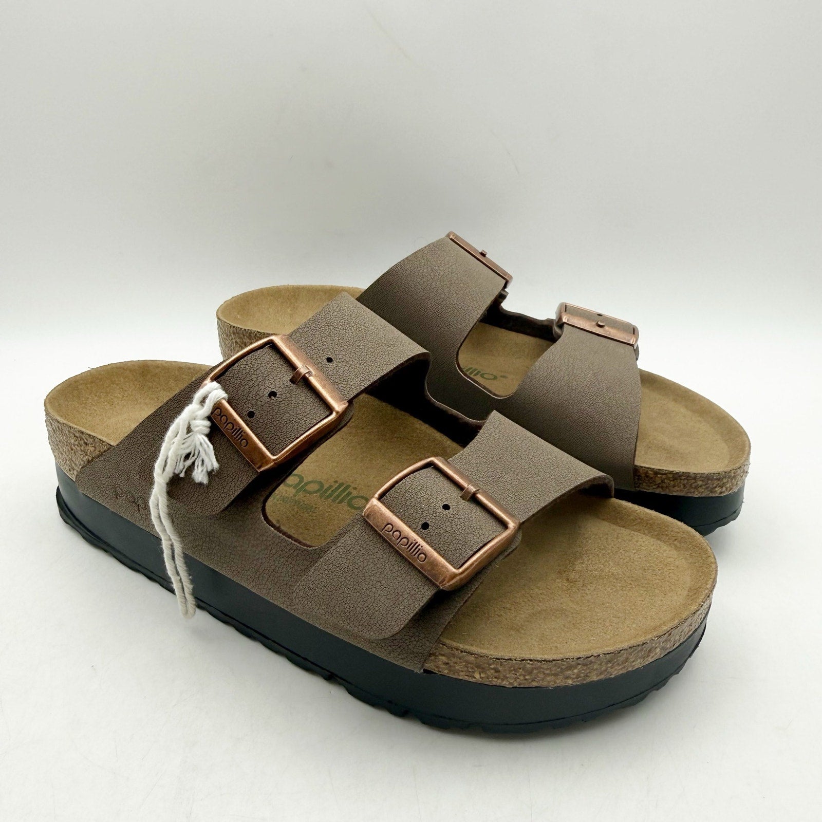 Birkenstock Papillio Women Arizona Platform Sandal EU 37 US 6 Brown Leather NWOB