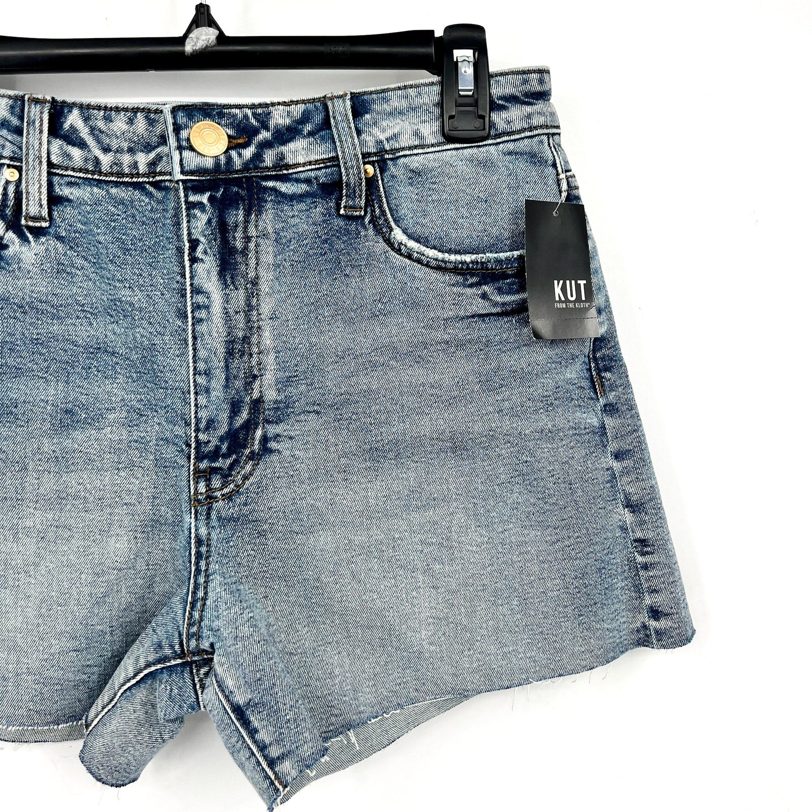 KUT FROM THE KLOTH Taylor Denim Shorts Size 2 Freedom Blue High Waist CutOff NWT