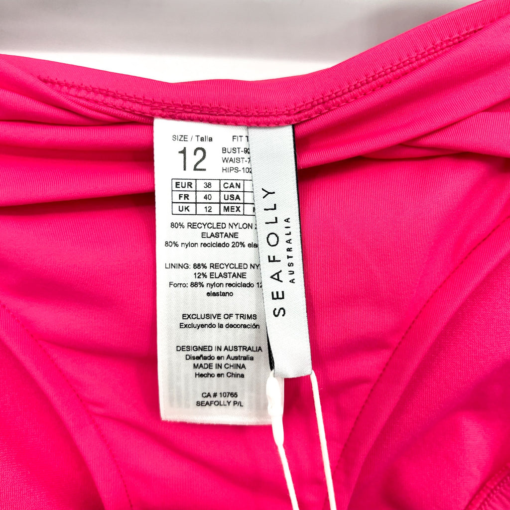 SEAFOLLY Women's Twist Band Hipster Bikini Bottom Size 8 Pink Raspberry NWT