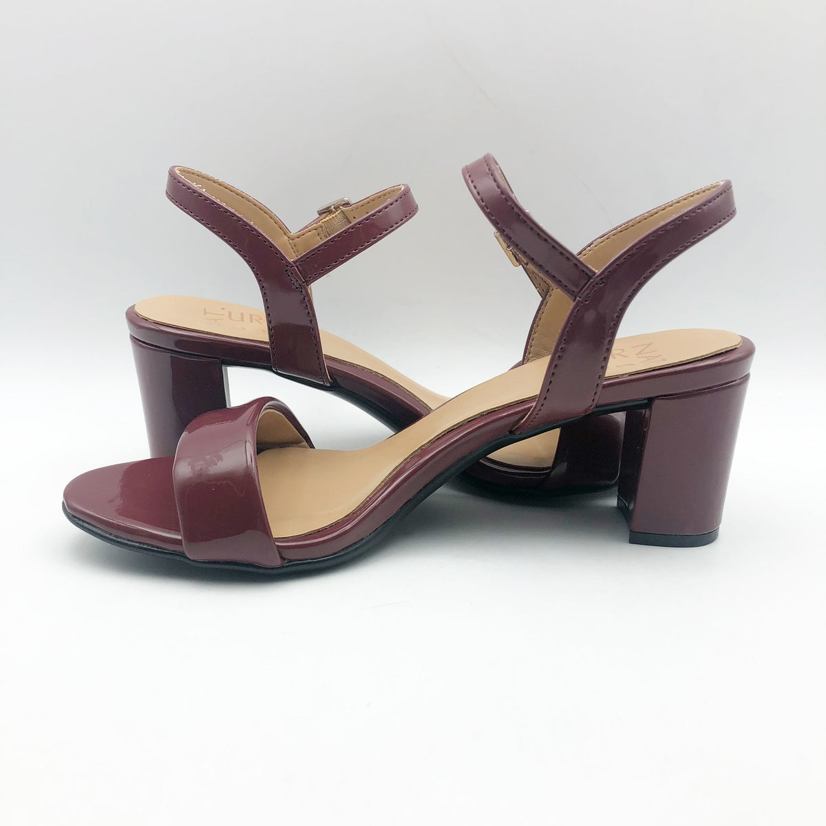 Naturalizer Womens Bristol Heel Sandals Size 6M Red Cranberry Vegan Leather NIB