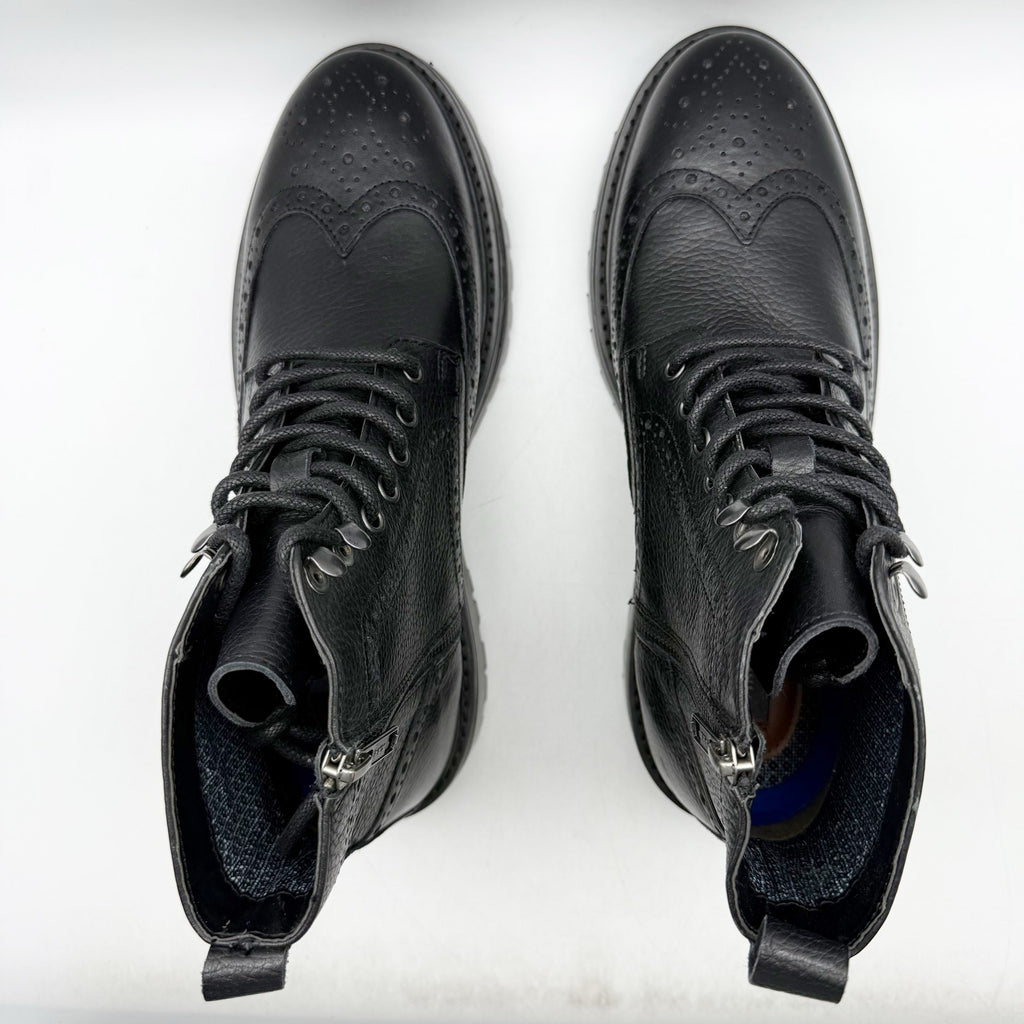 Vince Camuto Mens Namid Combat Boots US 8.5 EU 41.5 Black Leather NWOB