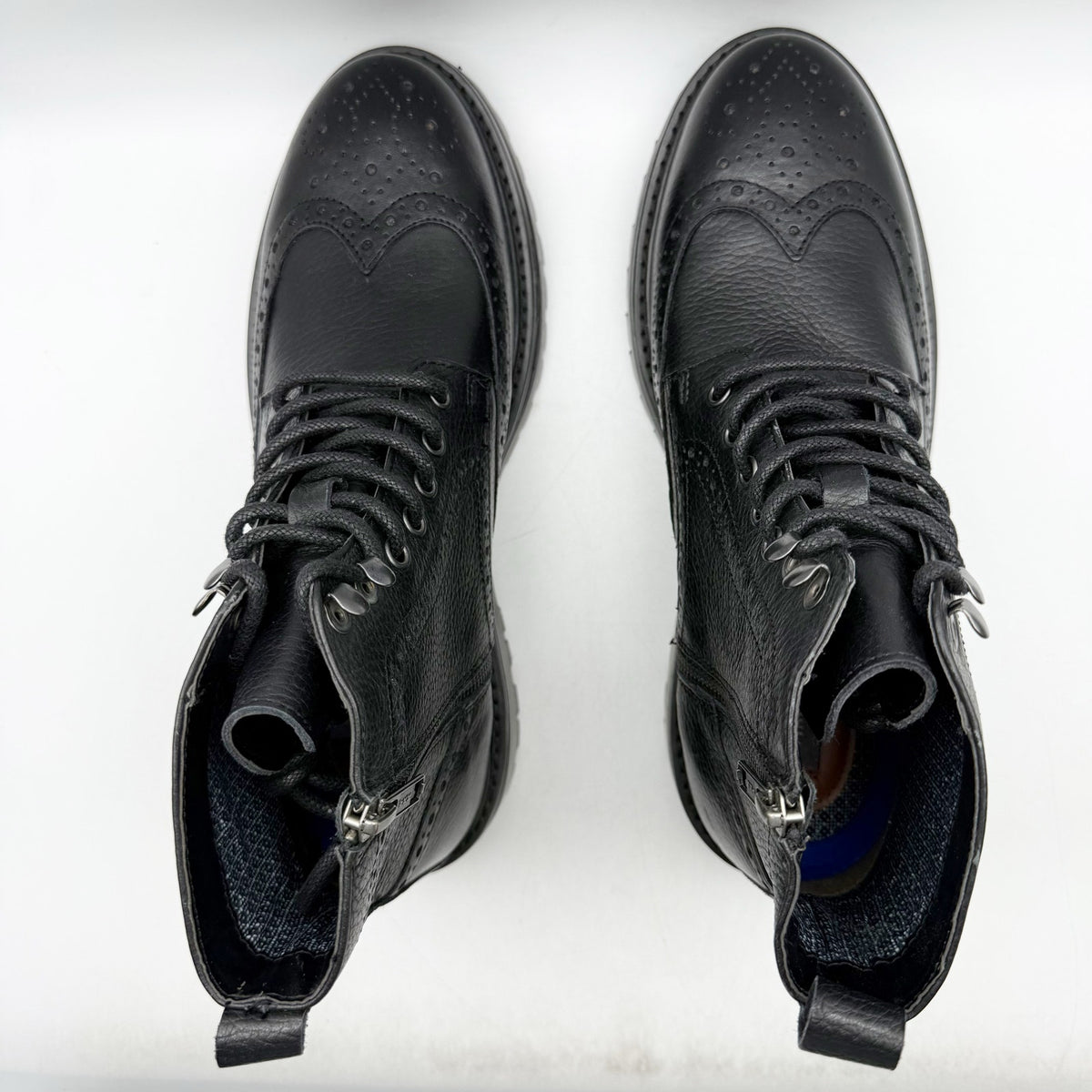 Vince Camuto Mens Namid Combat Boots US 8.5 EU 41.5 Black Leather NWOB