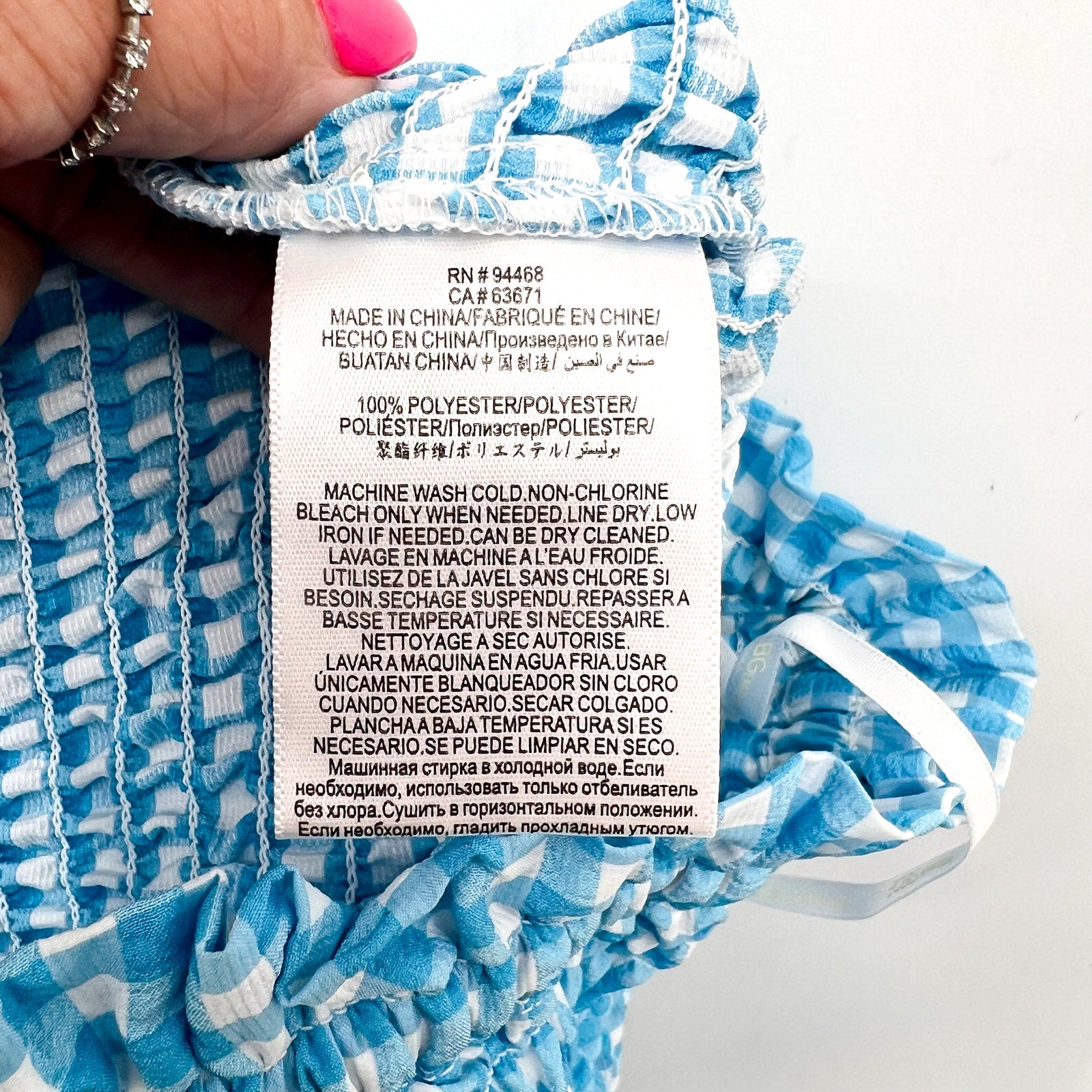 BCBGENERATION Women's Smocked Woven Mini Skirt Large Bluecomb Gingham NWOT