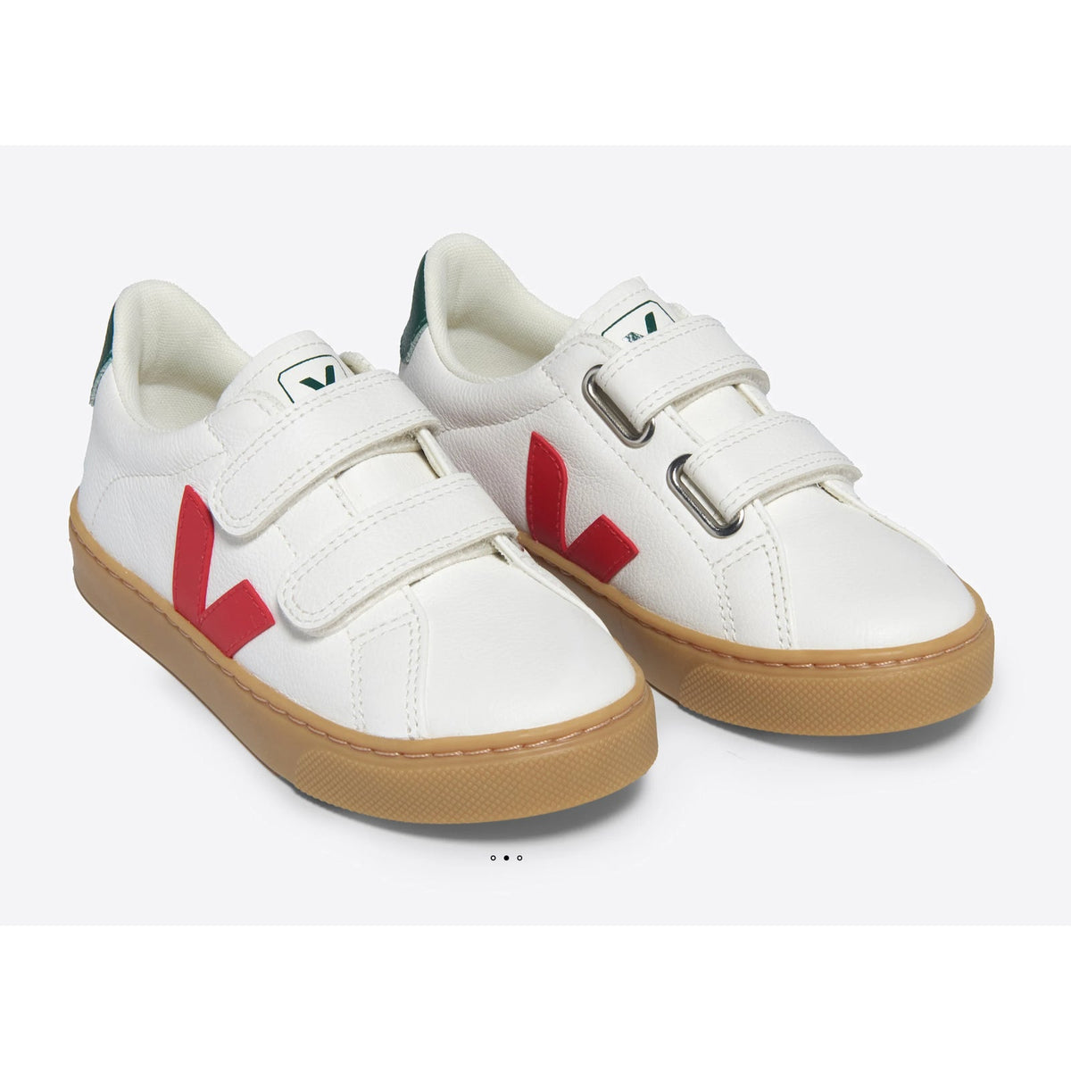 Veja Kids Small Esplar Double Strap Sneakers Size 2 EU 33 White Red Green NWOB