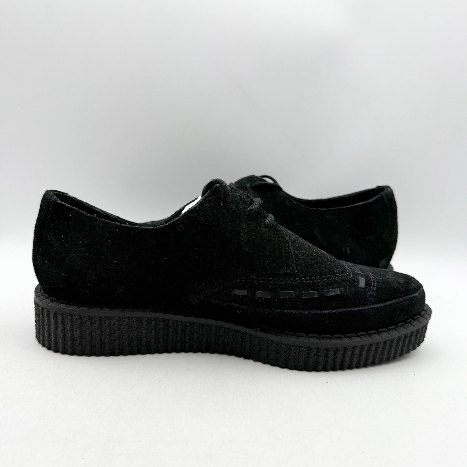 RE/DONE Women Creeper Oxford Shoe EU 37 US 7 Black Suede Platform NWOB