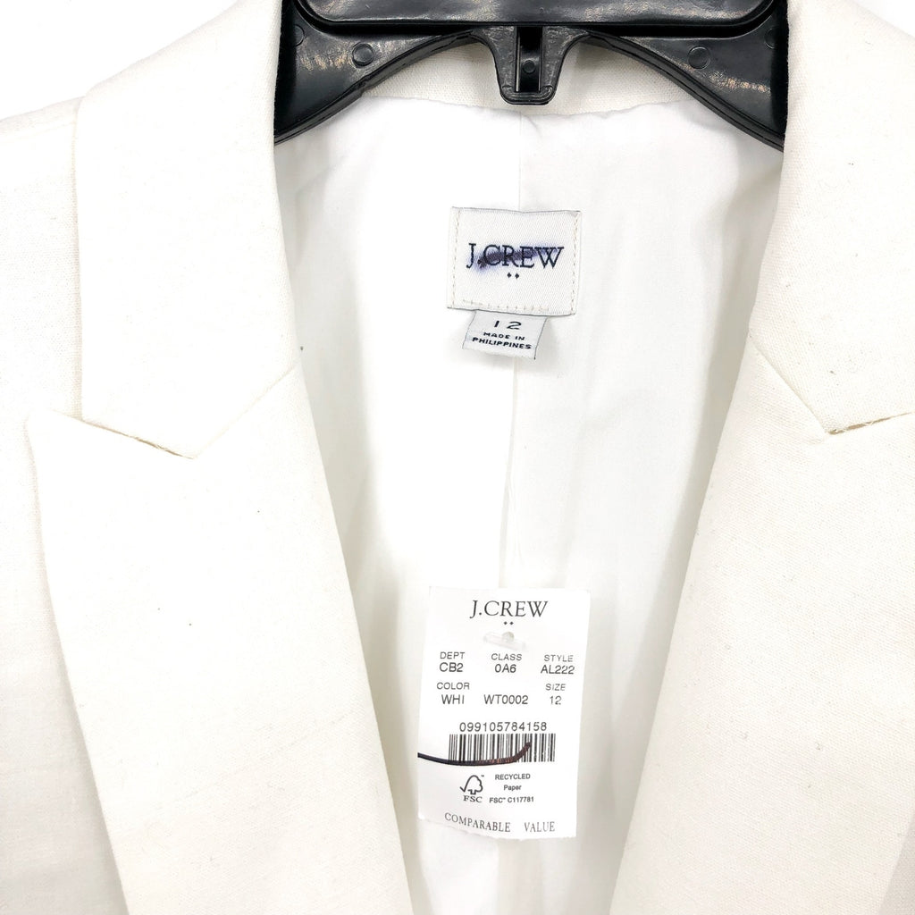 J.CREW Women's Holland Blazer Size 8 White One-Button Linen-blend AL222 NWT