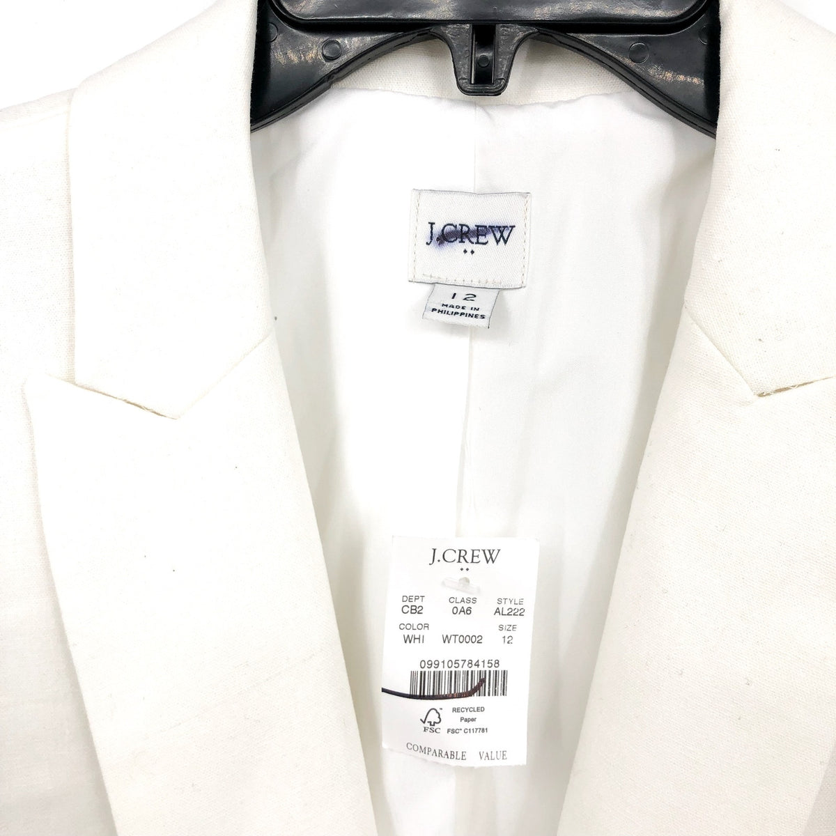 J.CREW Women's Holland Blazer Size 8 White One-Button Linen-blend AL222 NWT