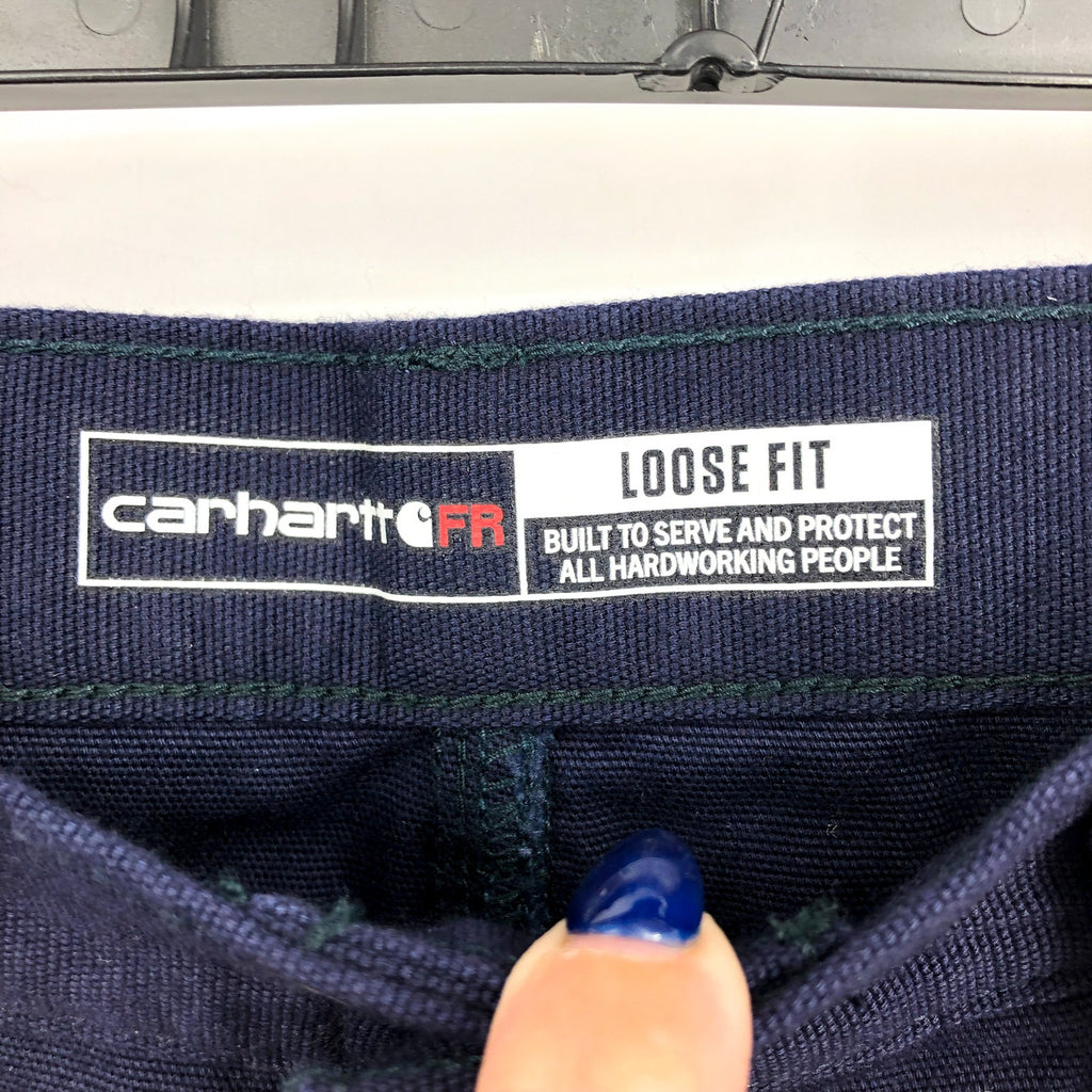 CARHARTT Men's FR Canvas Utility Pants 35x30 Navy Blue Loose Fit Midweight NWT