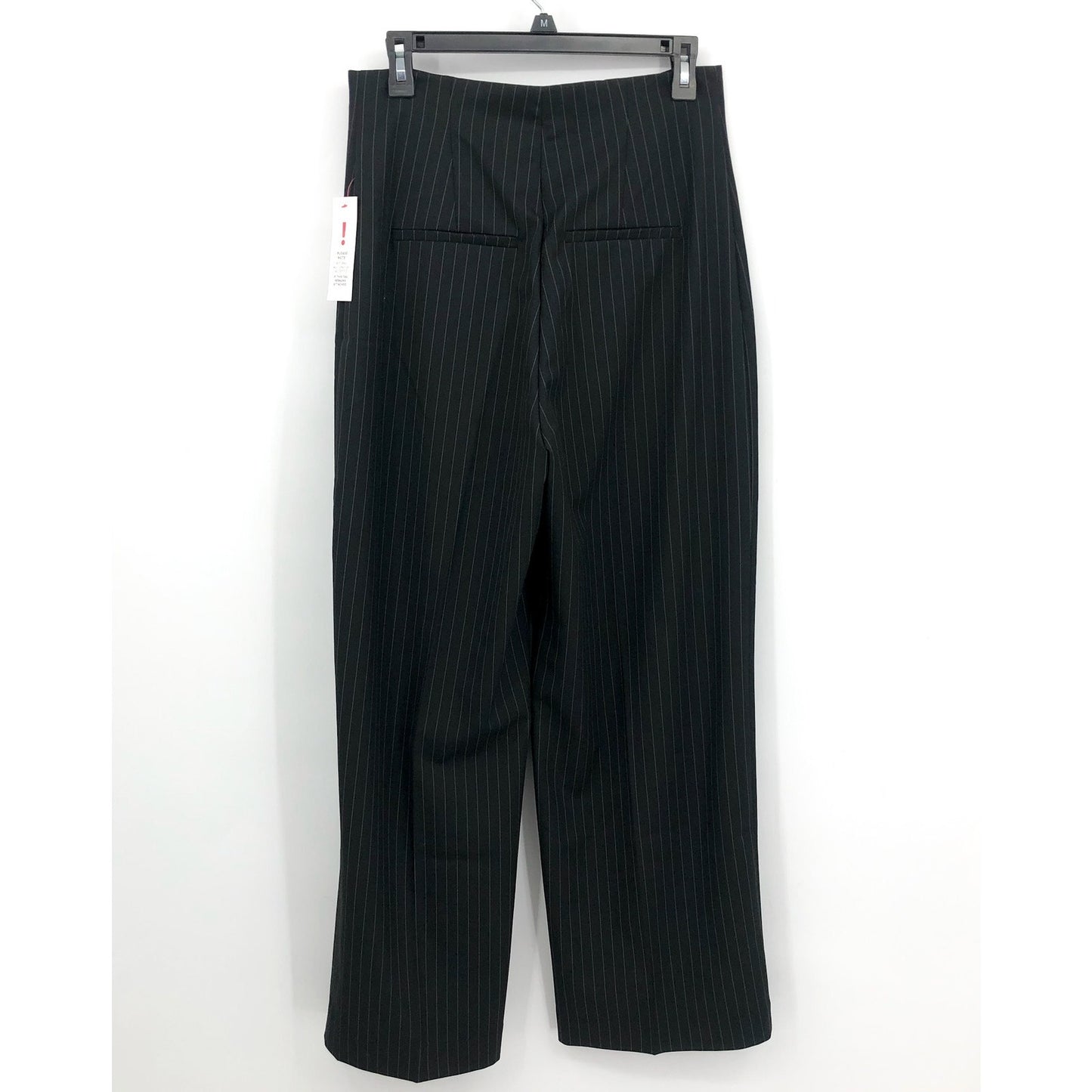BARDOT Women's Pinstripe Wide Leg Pants US 8 Large Black High Rise NWT