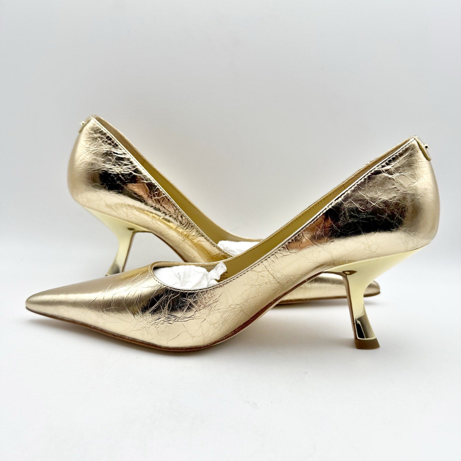 Michael Kors Womens Luna Mid Pumps US 6M EU 36.5 Gold Leather NIB