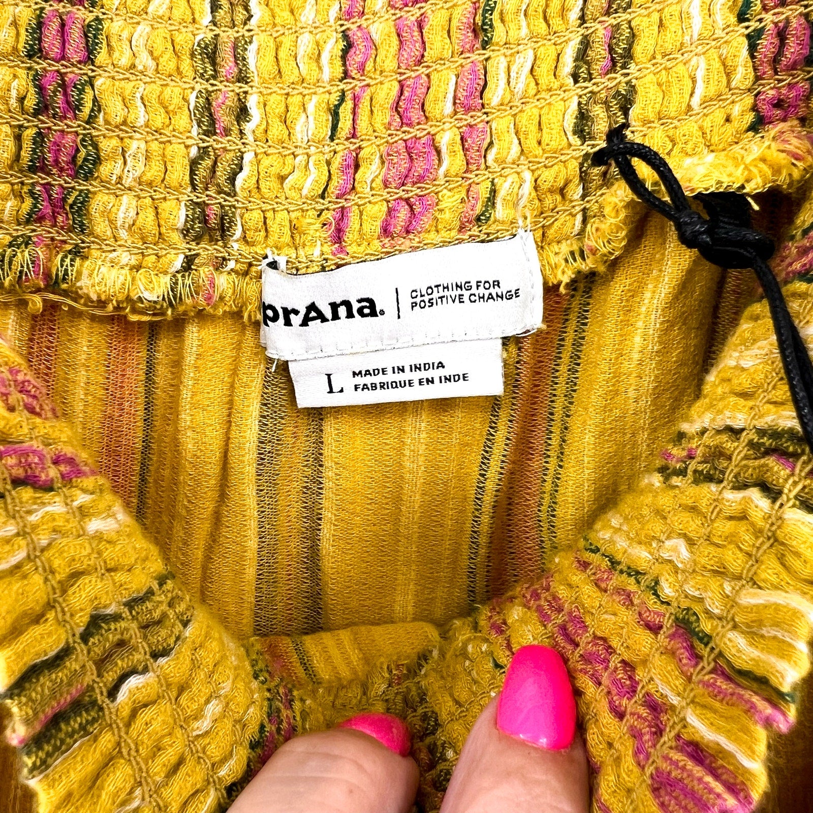 PRANA Women's Little Palm Cami Tank Top Large Yellow Leapfrog Stripe NWT