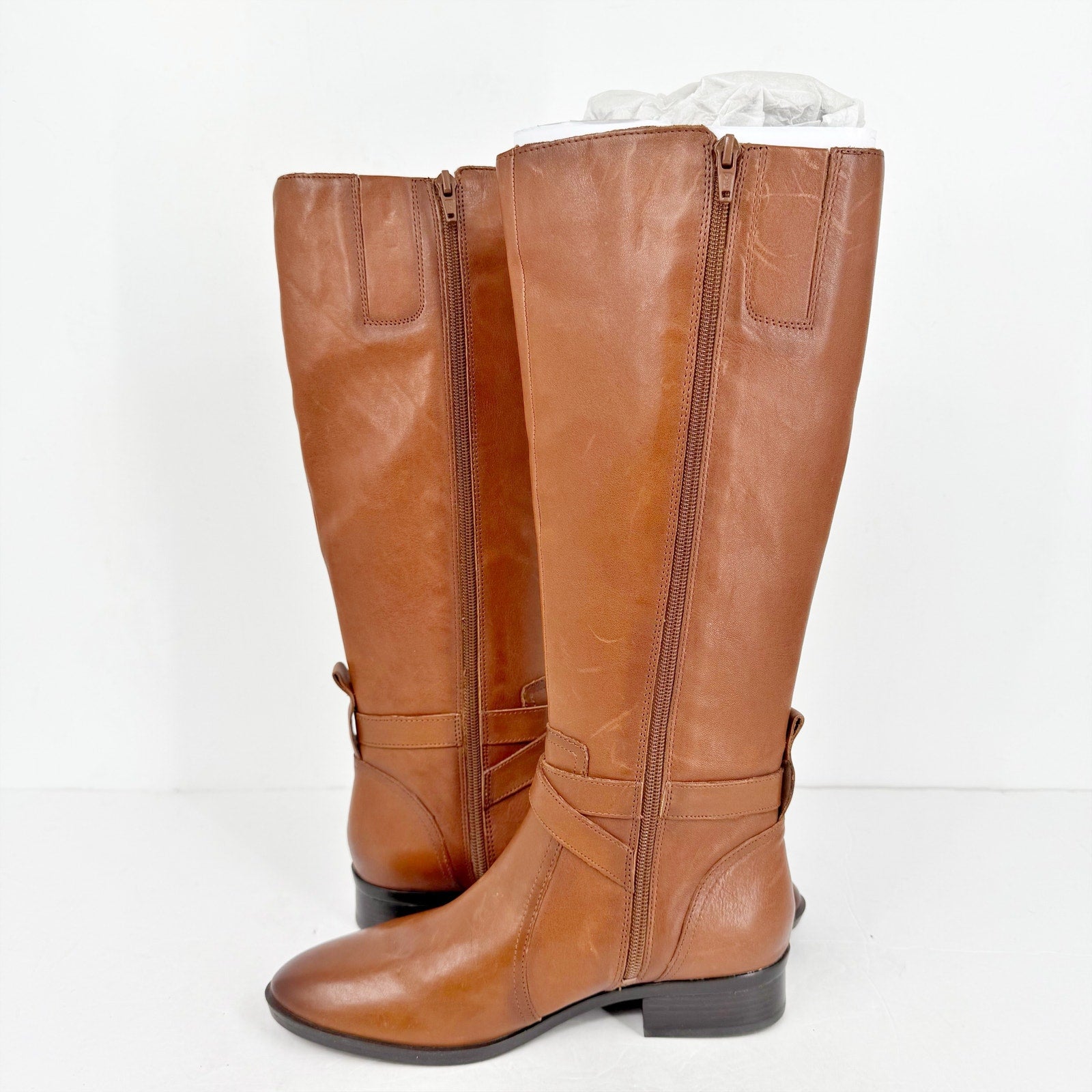 Naturalizer Womens Rena Knee High Boots US 7 Wide EU 37 Brown Leather NIB