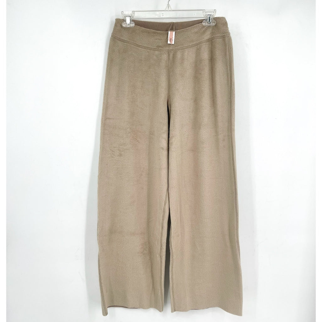 EBERJEY Women's Reversible Plush High Waist Pants Small Tan Toffee Pull-On NWOT