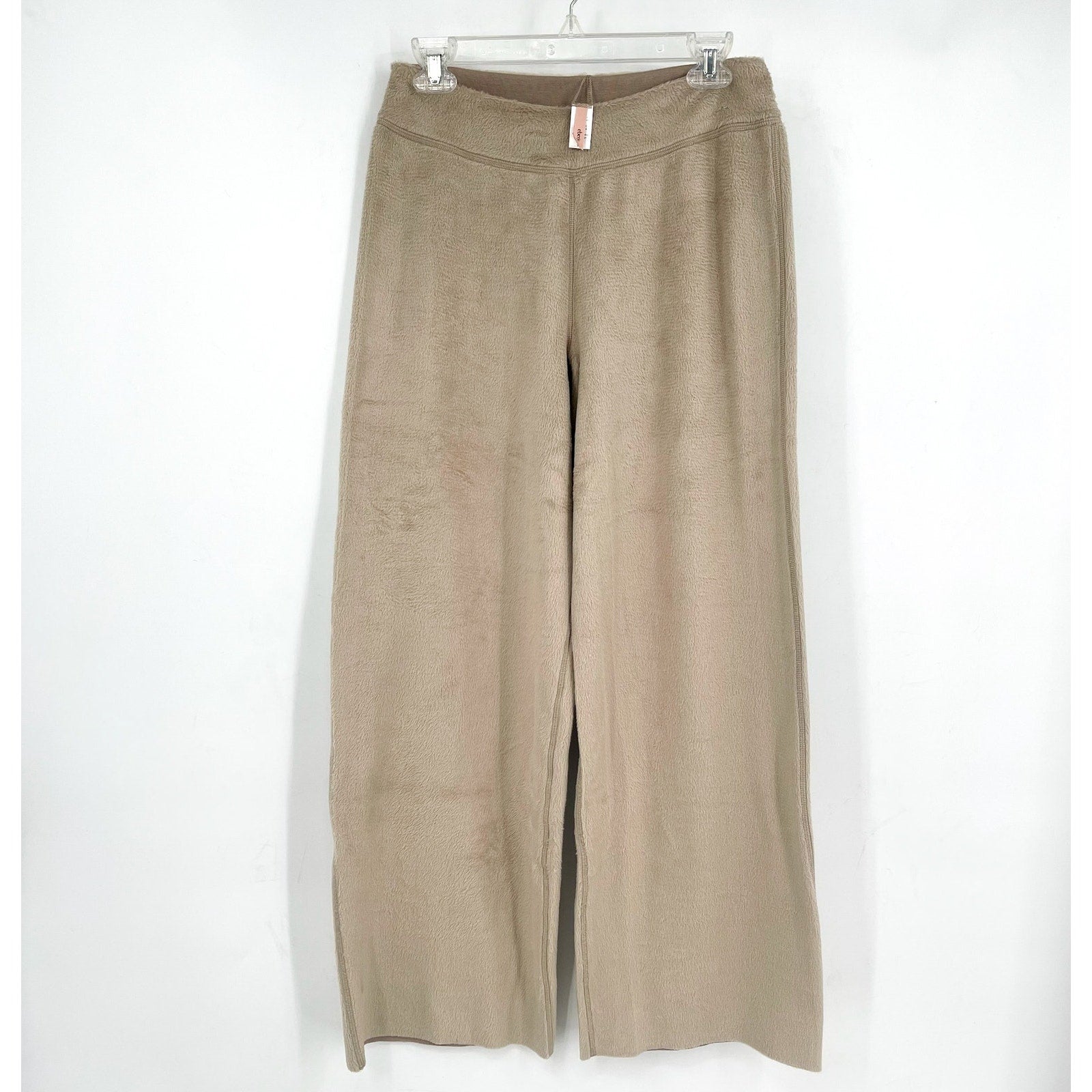 EBERJEY Women's Reversible Plush High Waist Pants Small Tan Toffee Pull-On NWOT