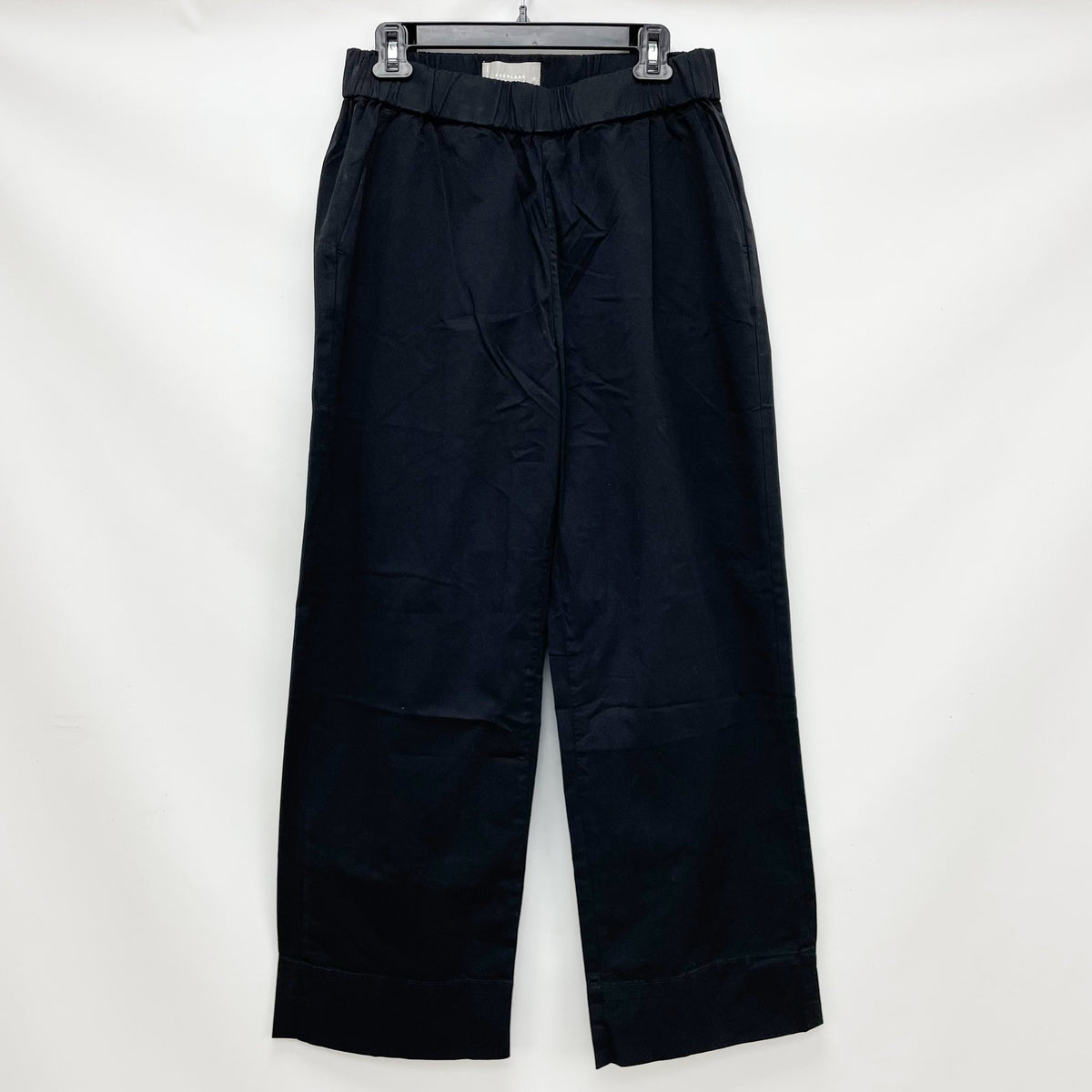 Everlane Womens The Easy Pant Size 2 Elastic Waist Straight Leg Chino Black NWT