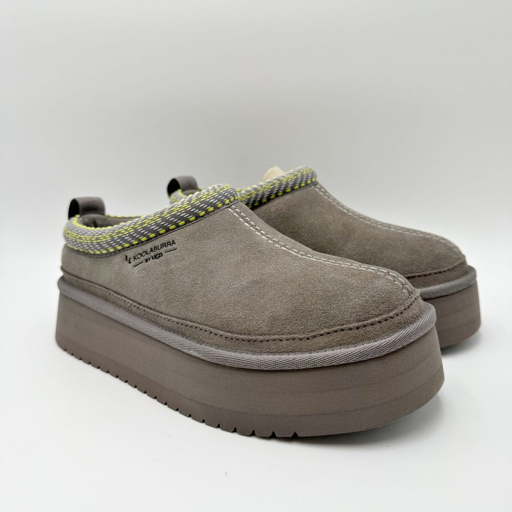 Koolaburra UGG Womens Burree Platform Slippers Size 6 Grey Cloud Suede NWOB
