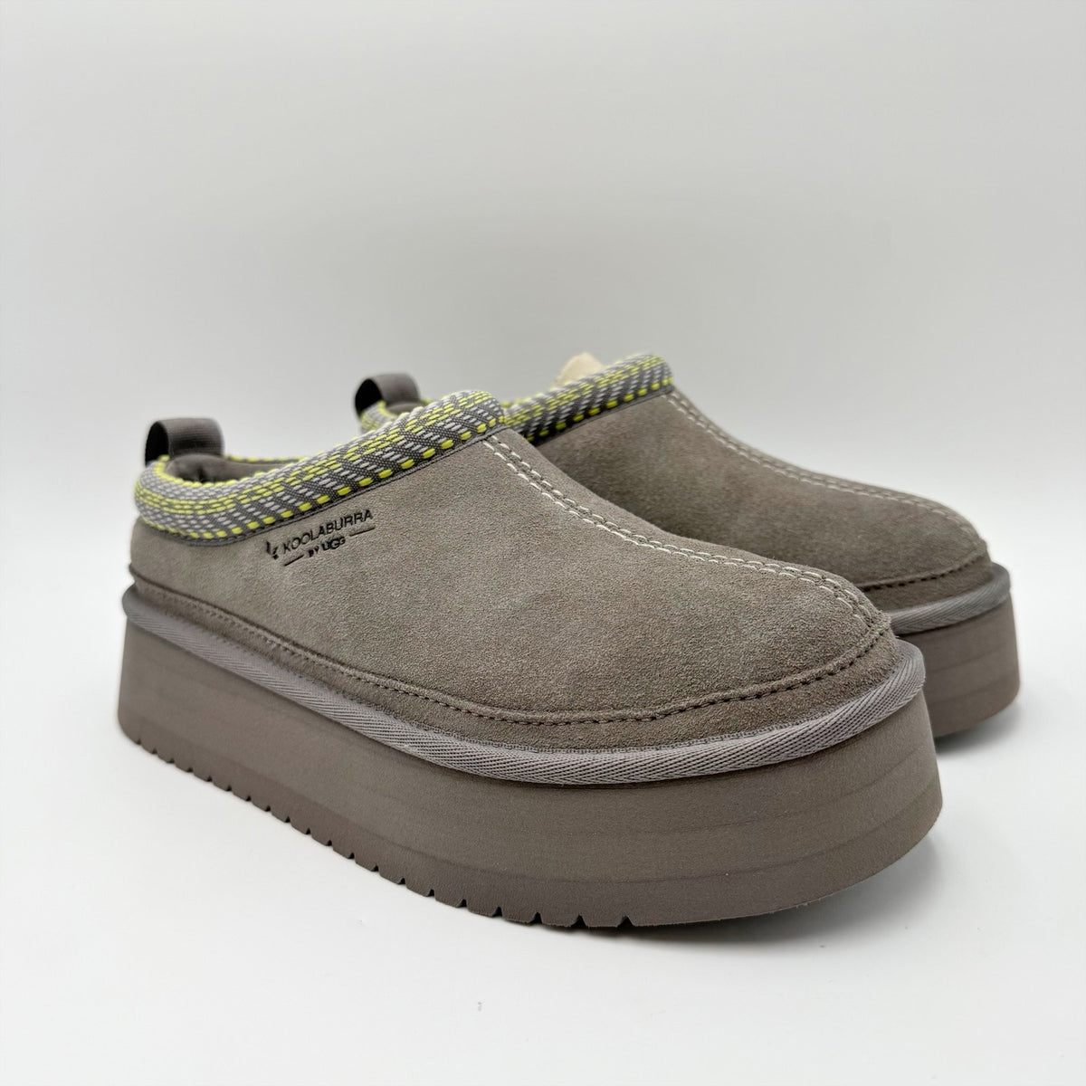 Koolaburra UGG Womens Burree Platform Slippers Size 6 Grey Cloud Suede NWOB