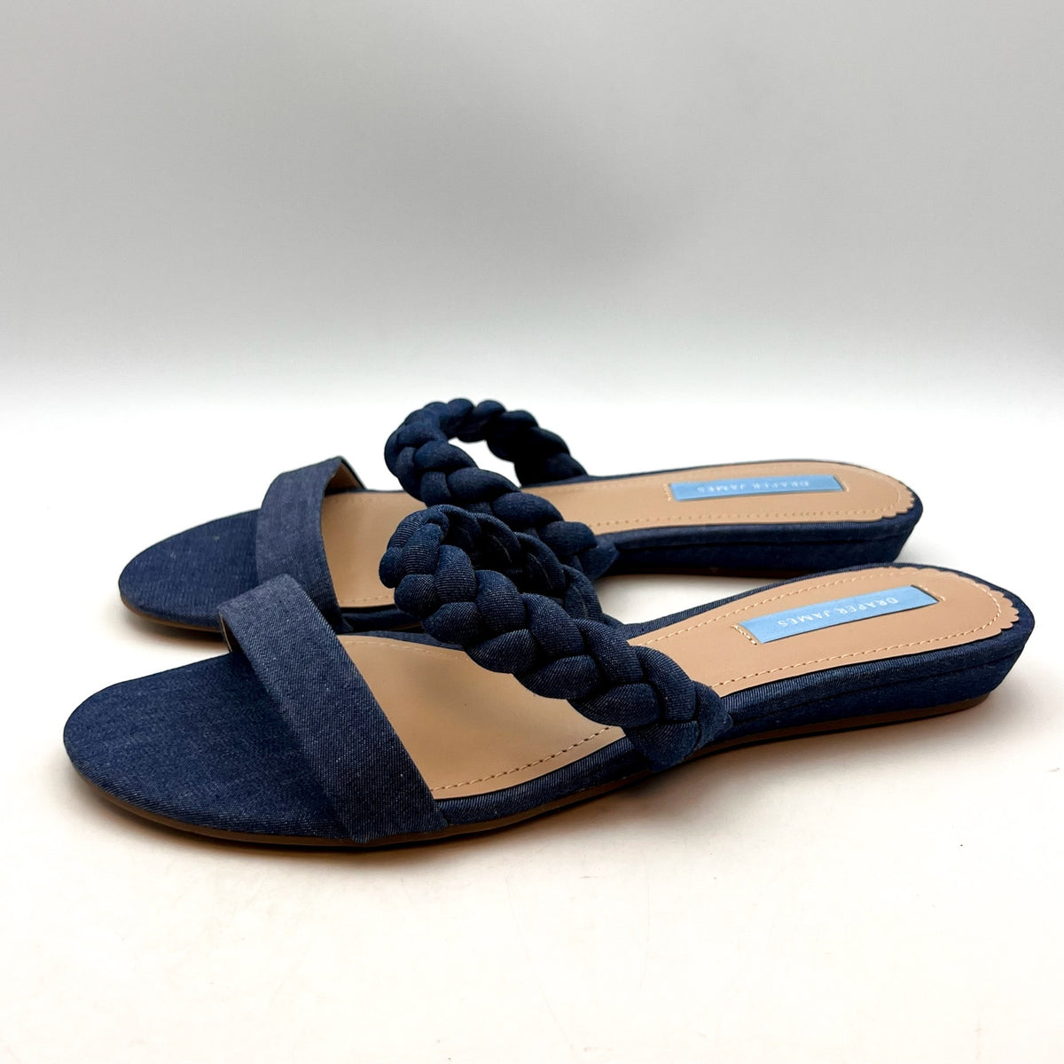 DRAPER JAMES Women's Ellie Slide Sandals Size 8.5 Dark Blue Braded Strap NWOB