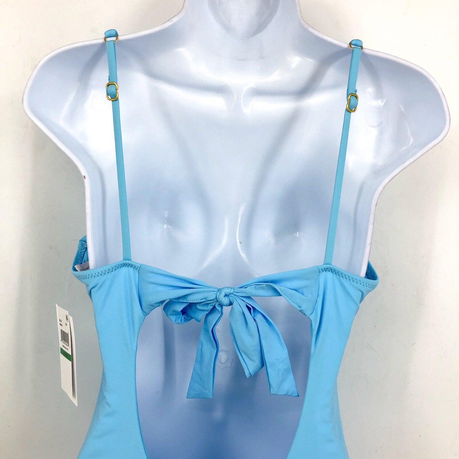 BECCA Color Code Viviana V Wire Plunge One Piece Large Ice Blue Open Back NWT