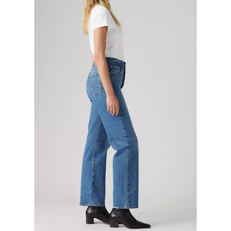 LEVI'S Womens Ribcage Straight Jeans 31x32 US 12 Blue Dance Around 790780008 NWT