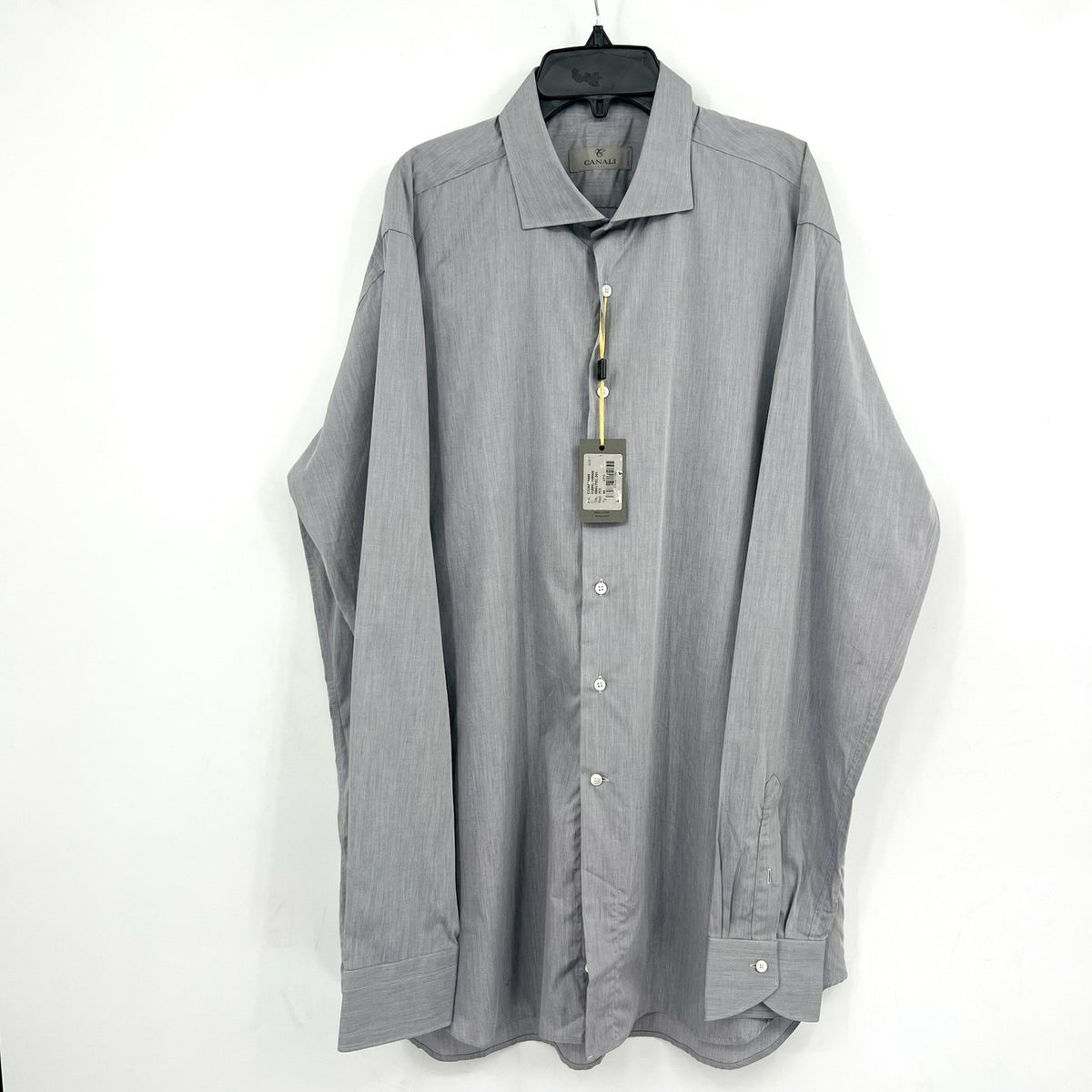CANALI Mens Cotton Long Sleeve Dress Shirt US 44/17.5 Large Grey Button Up NWT