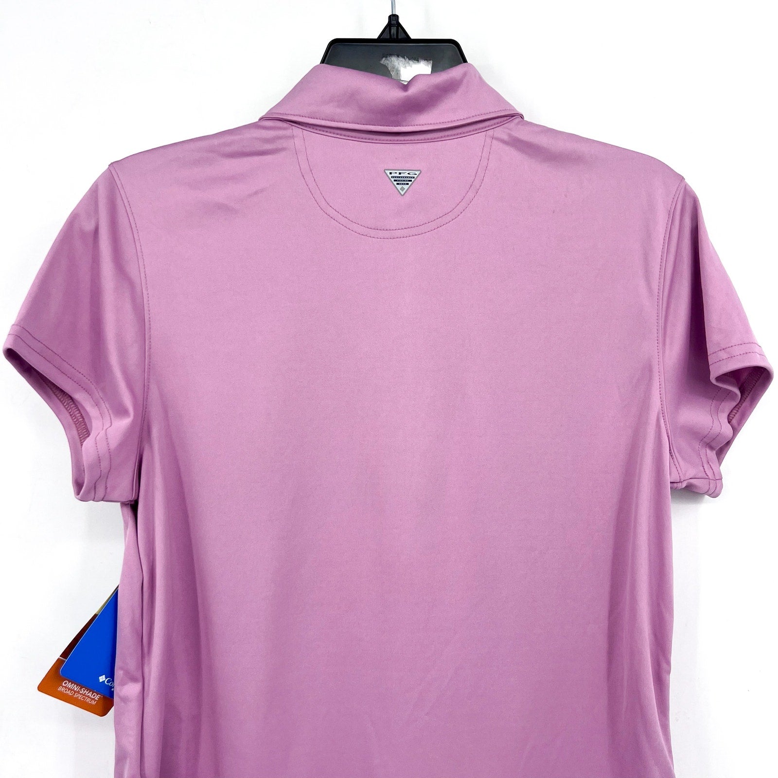 COLUMBIA Women's Tidal Tee Polo Shirt Large Pink Minuet Short Sleeve UPF NWT