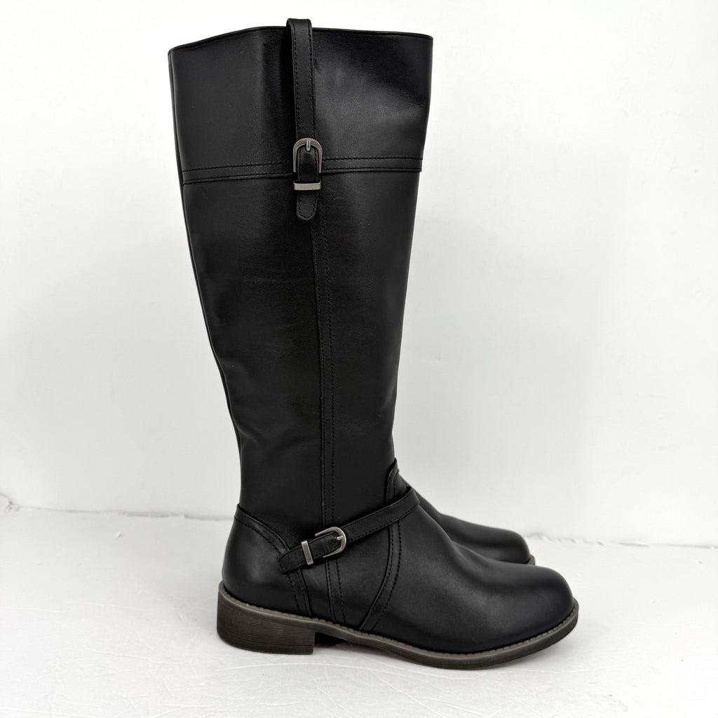 Propet Womens Tasha Knee High Boots US 9 EU 40 Black Leather Flats NWOB