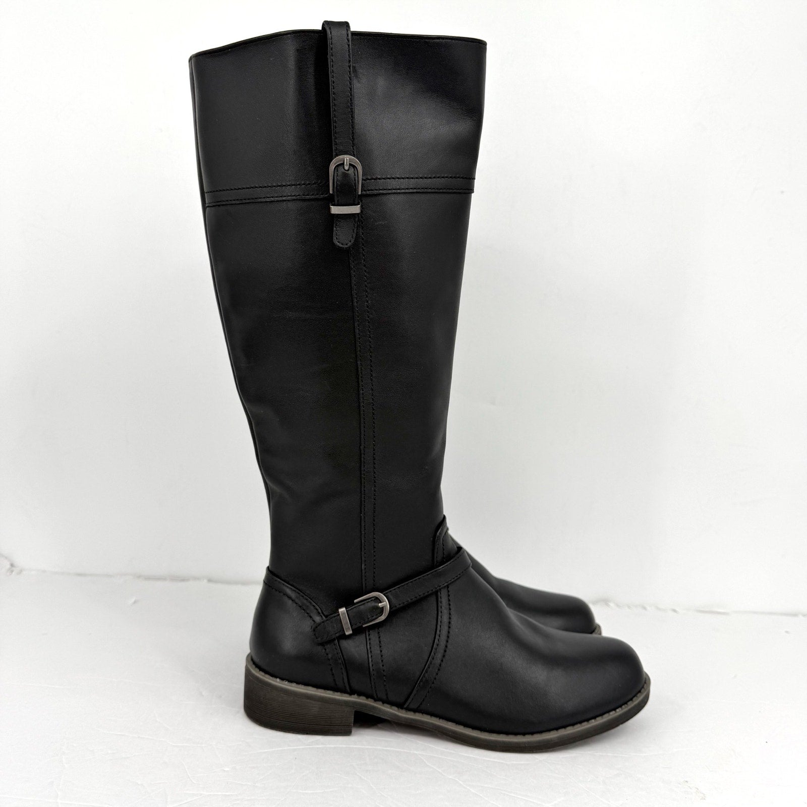 Propet Womens Tasha Knee High Boots US 9 EU 40 Black Leather Flats NWOB