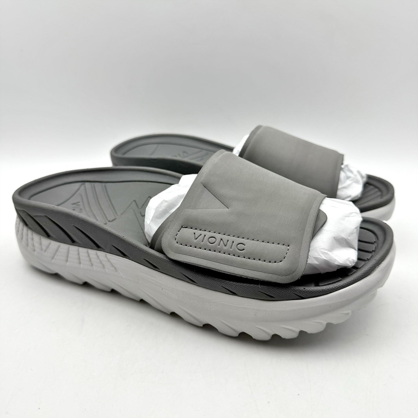 VIONIC Womens Rejuvenate Slide Sandals US 7 M EU 37 Grey Platform Slip On NIB