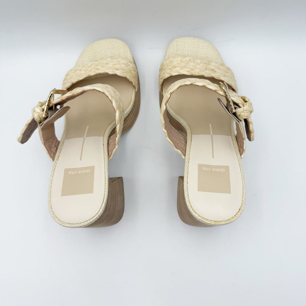 Dolce Vita Womens Landry Heeled Sandals SIZE 8.5 M Vanilla Raffia Cream NWOB