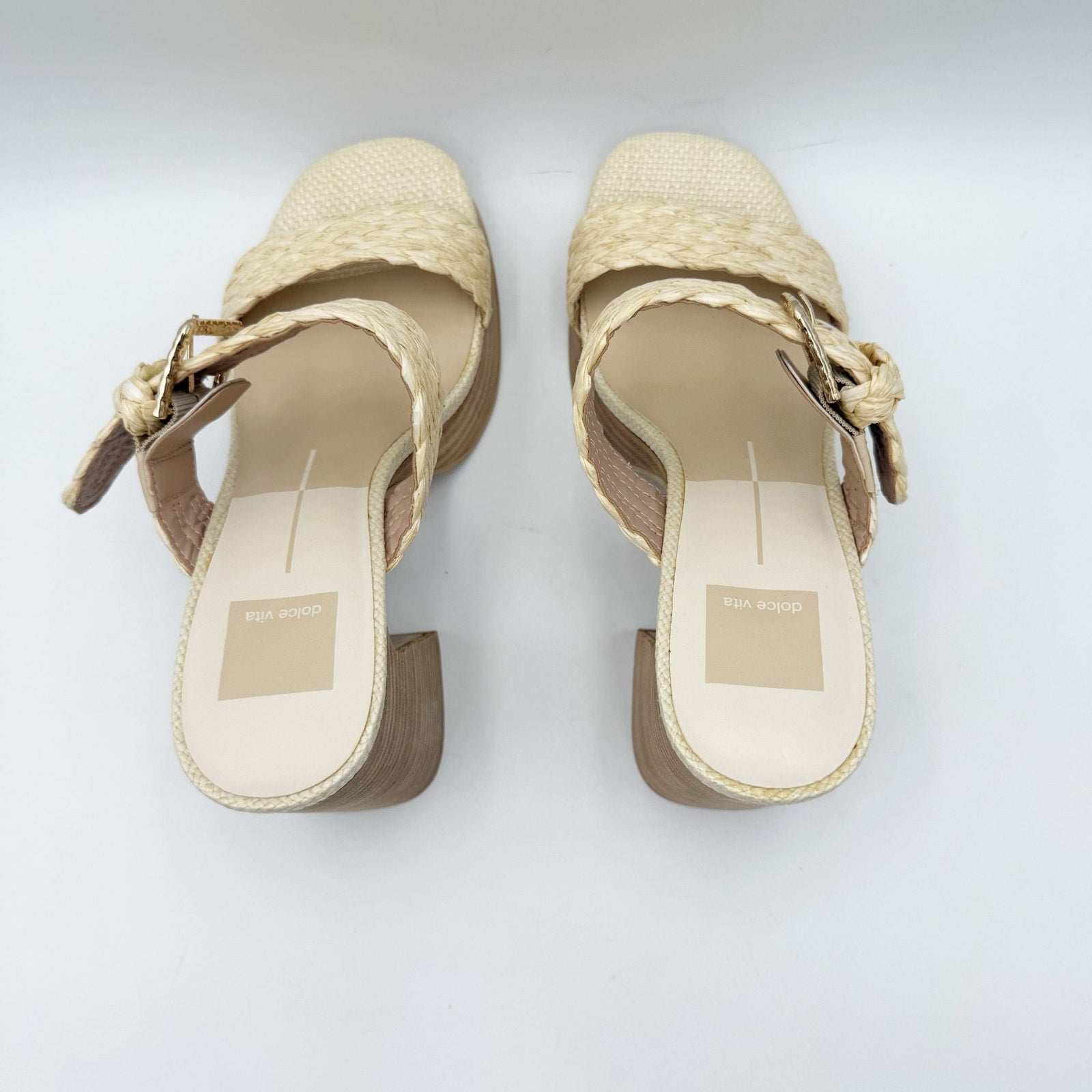 Dolce Vita Womens Landry Heeled Sandals SIZE 8.5 M Vanilla Raffia Cream NWOB