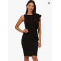 ADRIANA PAPELL Women's Waterfall Ruffle Crepe Dress Size 16 Black Cocktail NWT