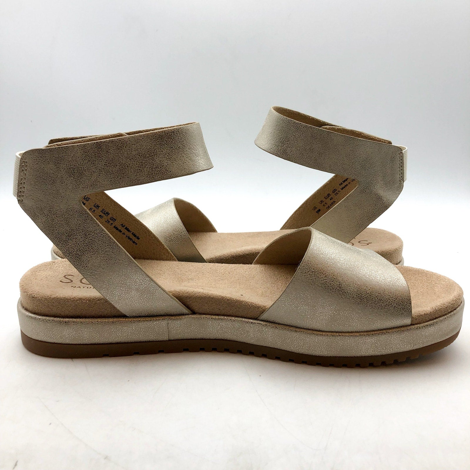Soul Naturalizer Womens Deara Platform Flat Sandals 9.5 WIDE Gold Leather NIB