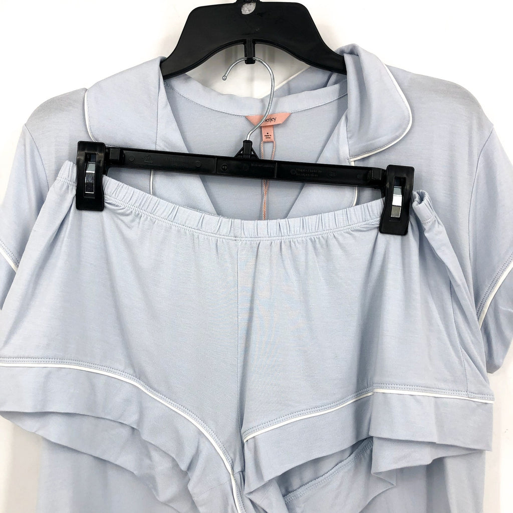 EBERJEY Gisele Shortie Short PJ Set Medium Ice Blue Ivory TENCEL Modal NWT