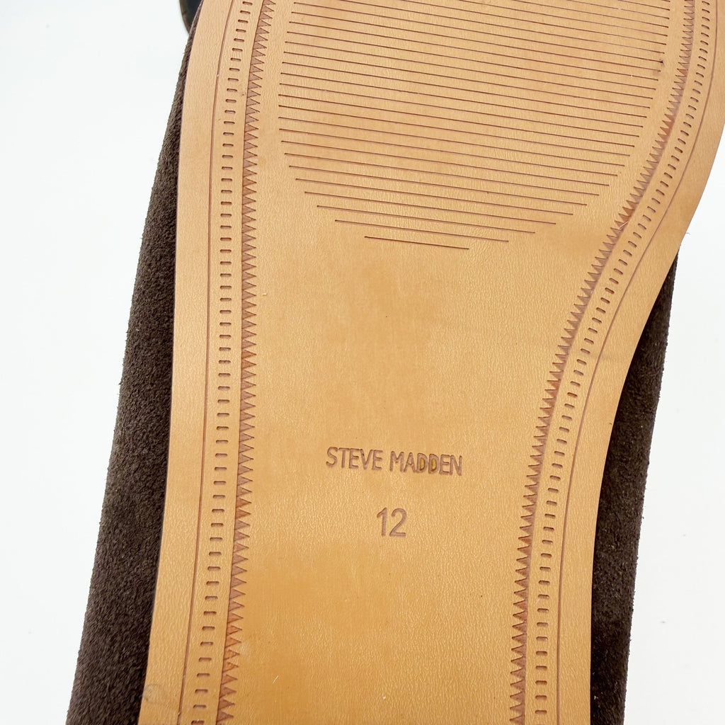 Steve Madden Womens Rafe Loafers Size 12 Chocolate Brown Suede Slip On NWOB