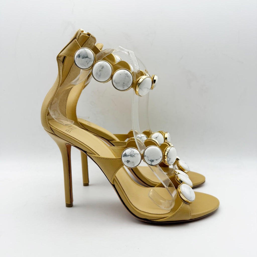 Alexandre Birman Womens Rosie 100 Heels EU 38 Tan Stone Strap Stiletto