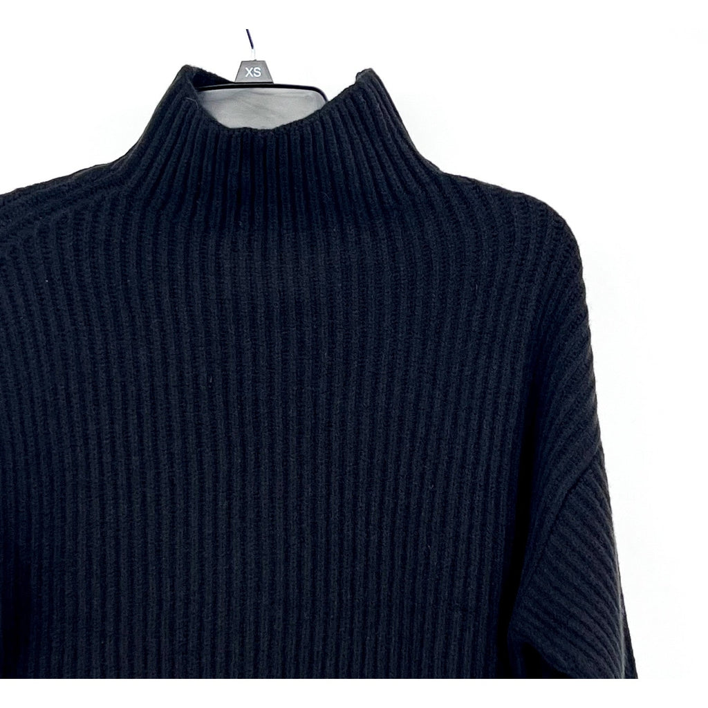 EVERLANE Women's The Felted Merino Funnel-Neck Sweater XS Black Pullover NWT