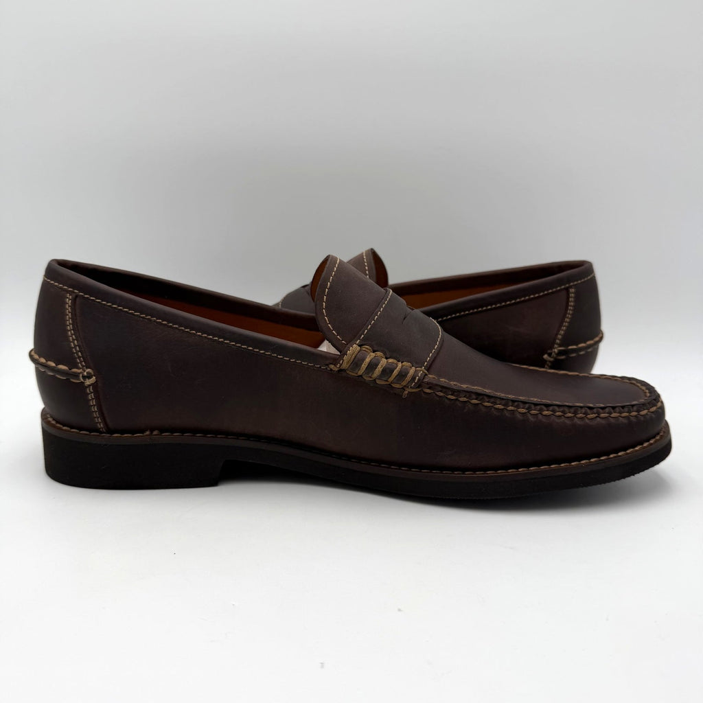 Peter Millar Mens Handsewn Penny Loafers Size 10 Chocolate Brown Leather NIB