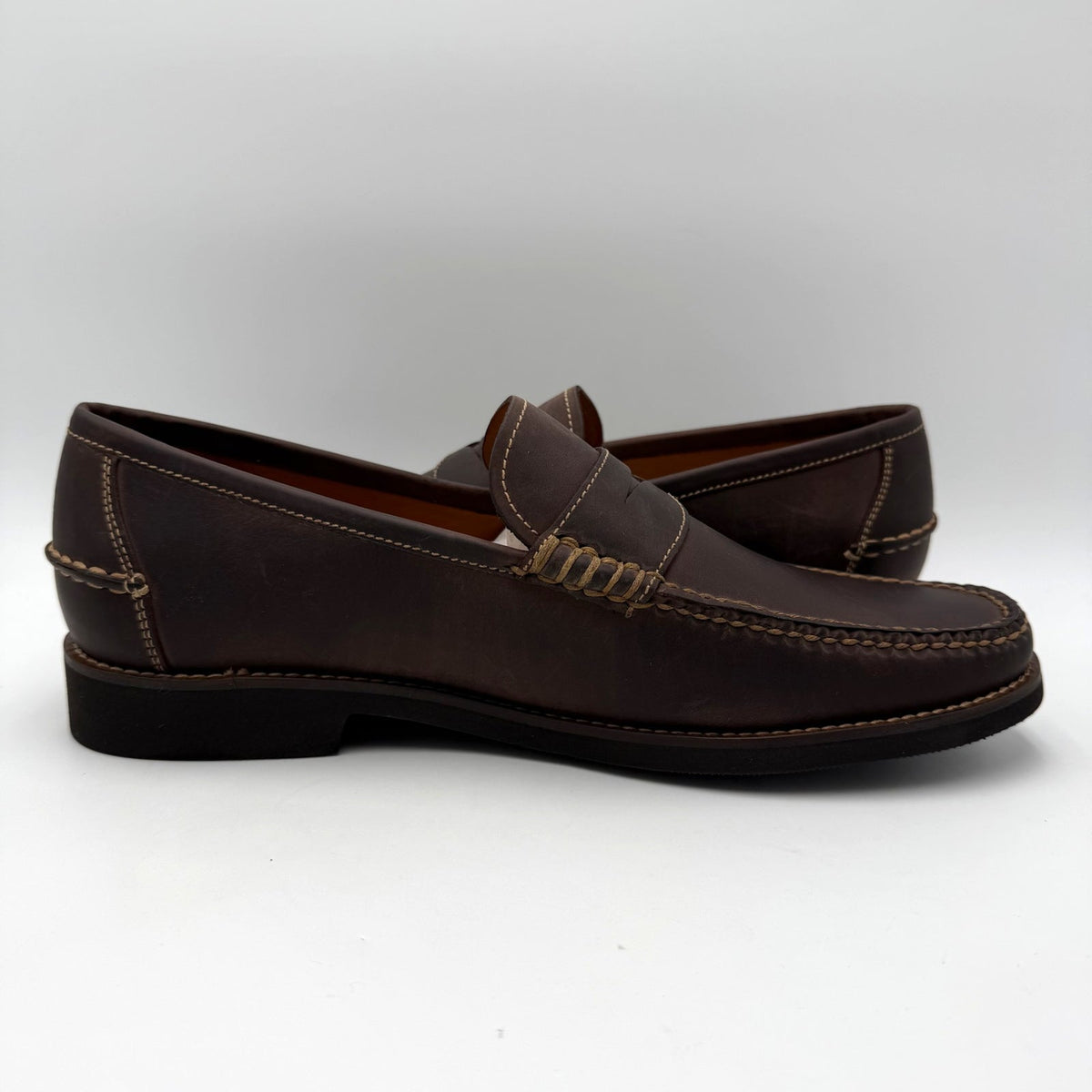 Peter Millar Mens Handsewn Penny Loafers Size 10 Chocolate Brown Leather NIB
