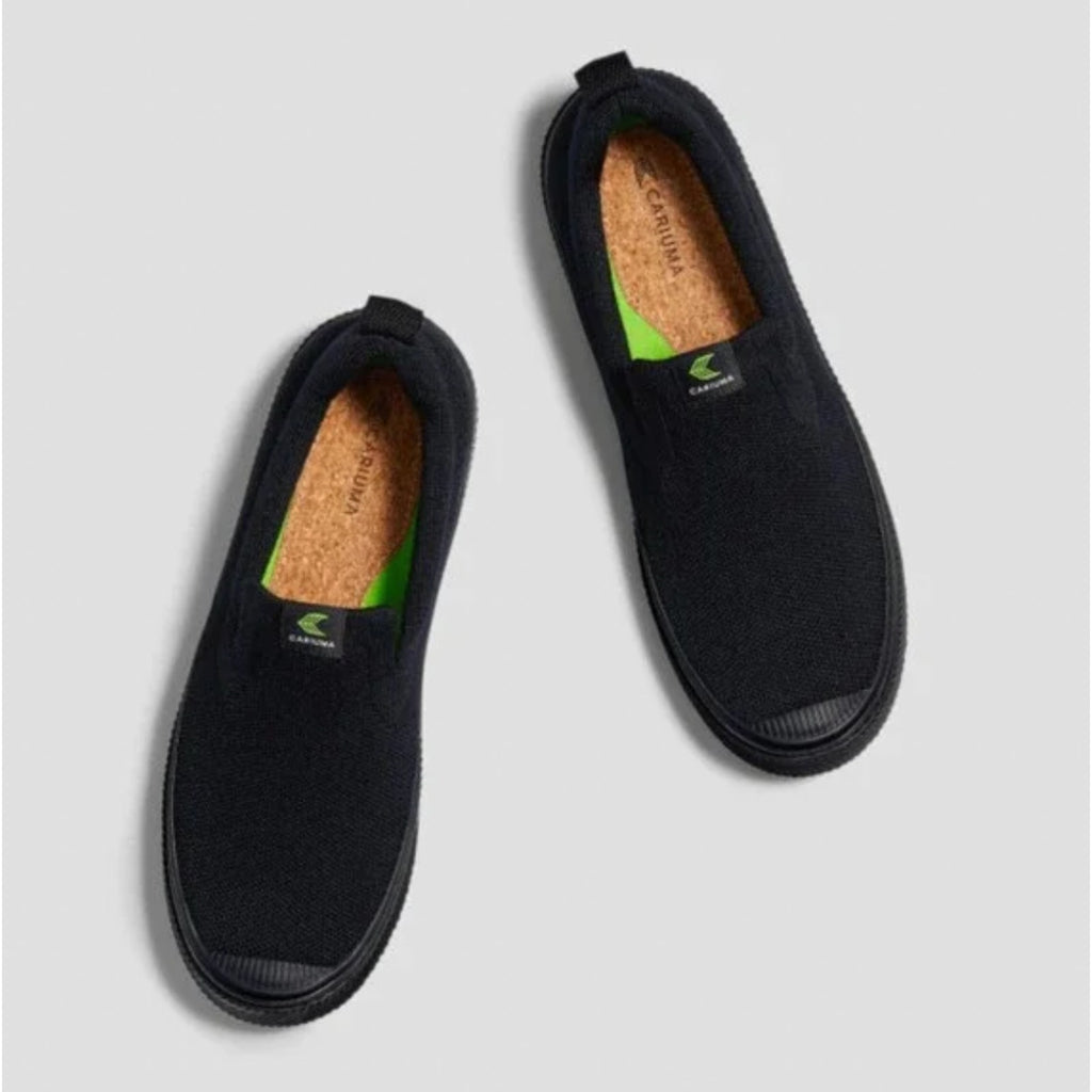 Cariuma IBI Slip On Sneakers Womens 8.5 Mens 7 All Black Knit Bamboo NWOB