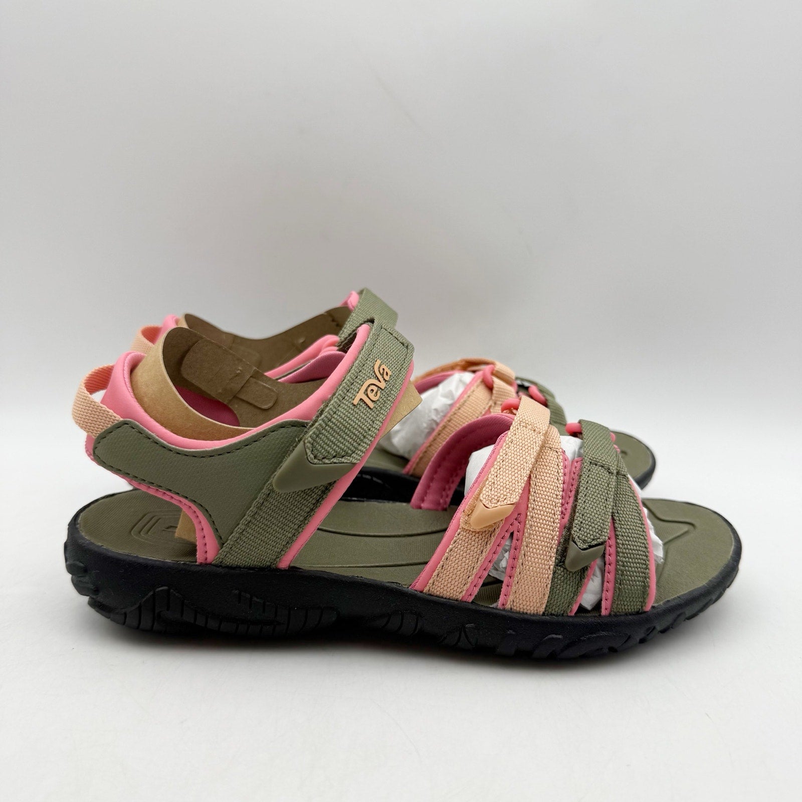 Teva Girls Tirra Leather Sandals US 1 EU 32 Green Pink Waterproof NIB