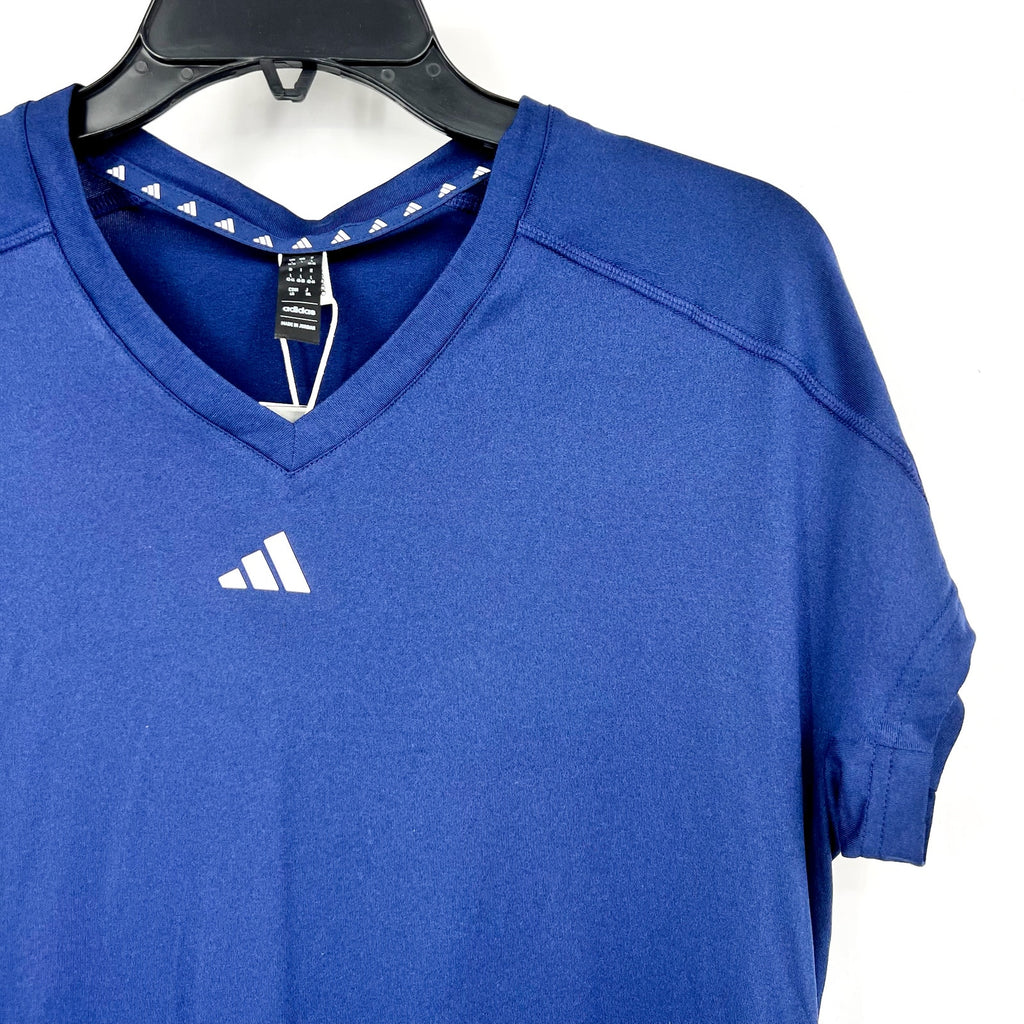 ADIDAS Women's Train Essentials V-Neck Tee Large Dark Blue Short Sleeve NWT
